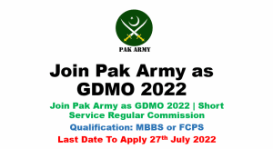 Join Pak Army as GDMO 2022
