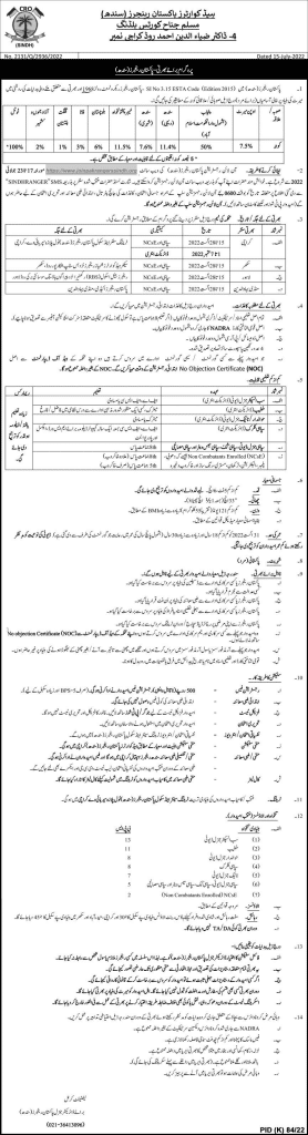 Pakistan Sindh Rangers Jobs 2022 for Sub Inspector and Sipahi 1