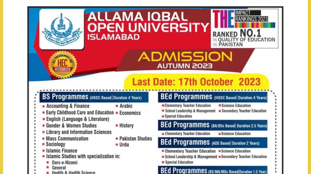 AIOU Admission for Semester Autumn 2023: Your Gateway to Academic Excellence 1 AIOU Admission for Semester Autumn 2023: Your Gateway to Academic Excellence 1