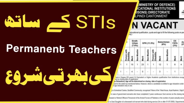 Elementary School Teacher (EST) jobs in Federal Government Educational Institutions (Cantt/Garrisons) 2